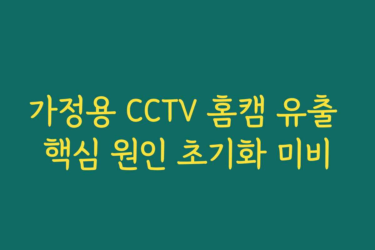 가정용 CCTV 홈캠 유출 핵심 원인 초기화 미비