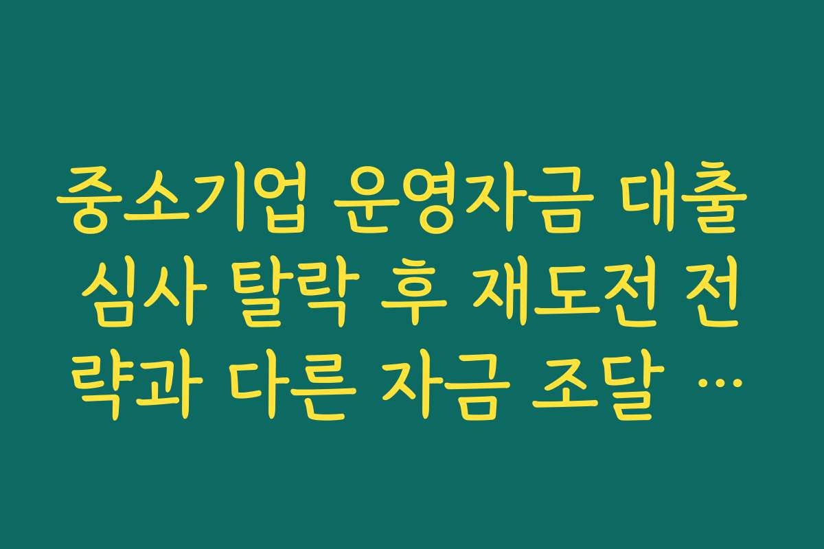 중소기업 운영자금 대출 심사 탈락 후 재도전 전략과 다른 자금 조달 방안