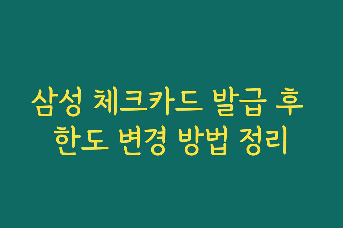 삼성 체크카드 발급 후 한도 변경 방법 정리