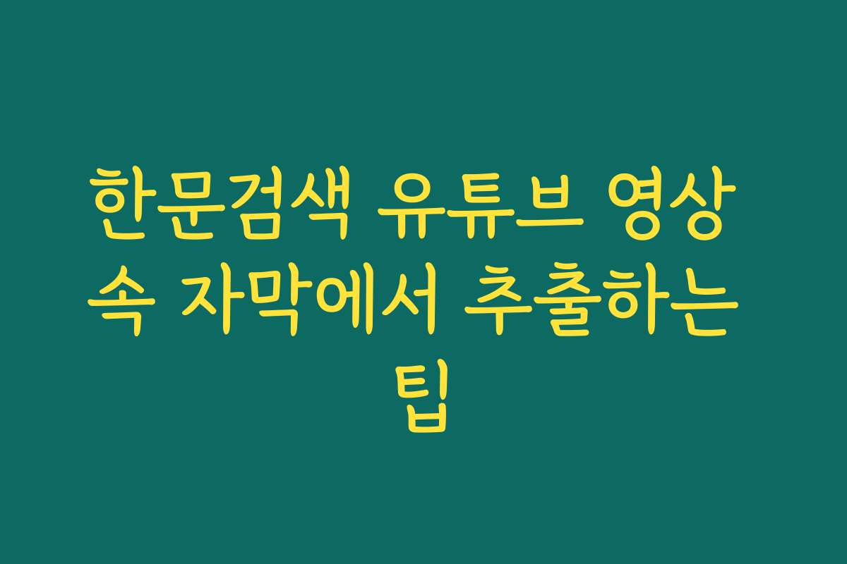 한문검색 유튜브 영상 속 자막에서 추출하는 팁