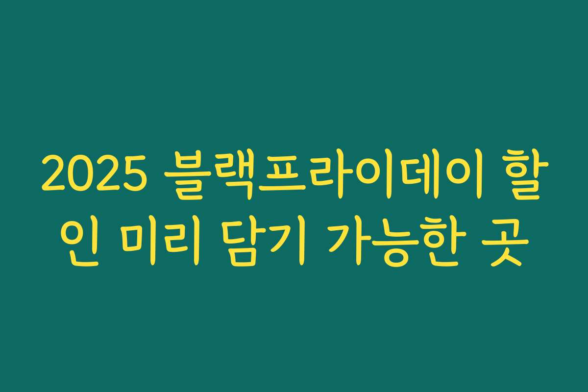 2025 블랙프라이데이 할인 미리 담기 가능한 곳 2025 블랙프라이데이 할인 미리 담기 가능한 곳
