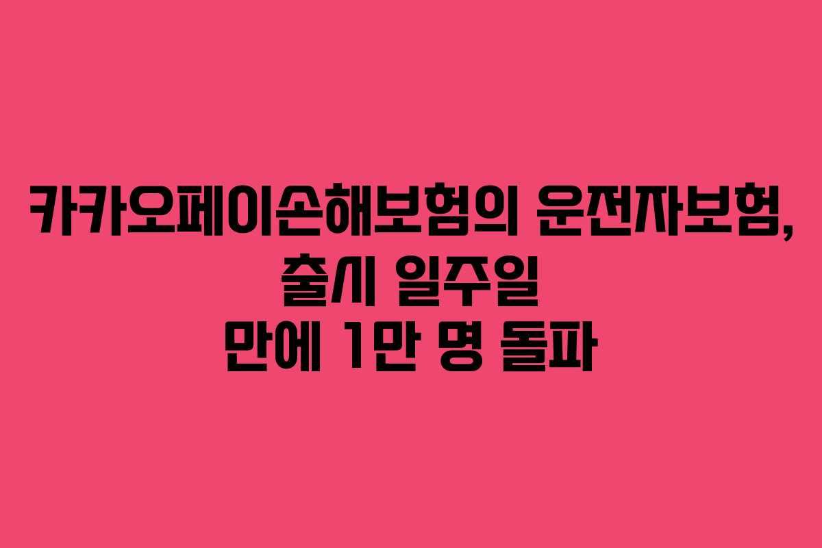 카카오페이손해보험의 운전자보험, 출시 일주일 만에 1만 명 돌파