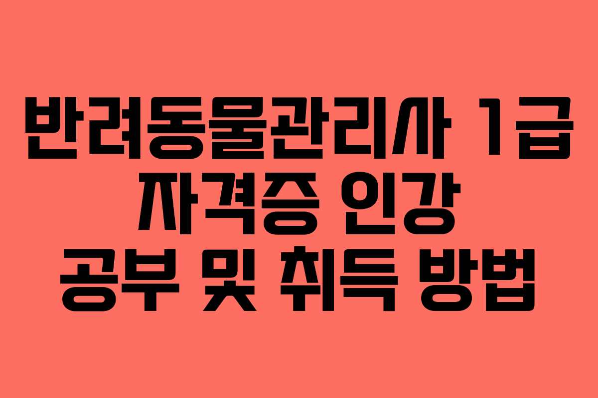 반려동물관리사 1급 자격증 인강 공부 및 취득 방법
