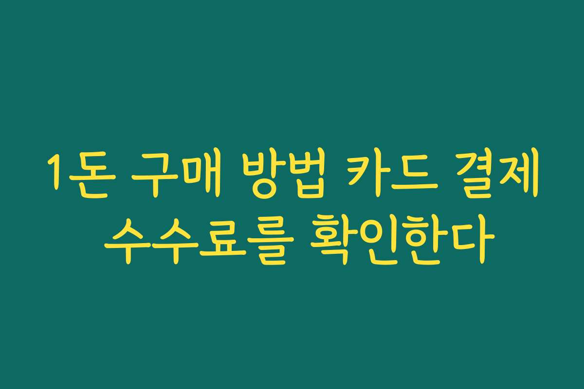 1돈 구매 방법 카드 결제 수수료를 확인한다