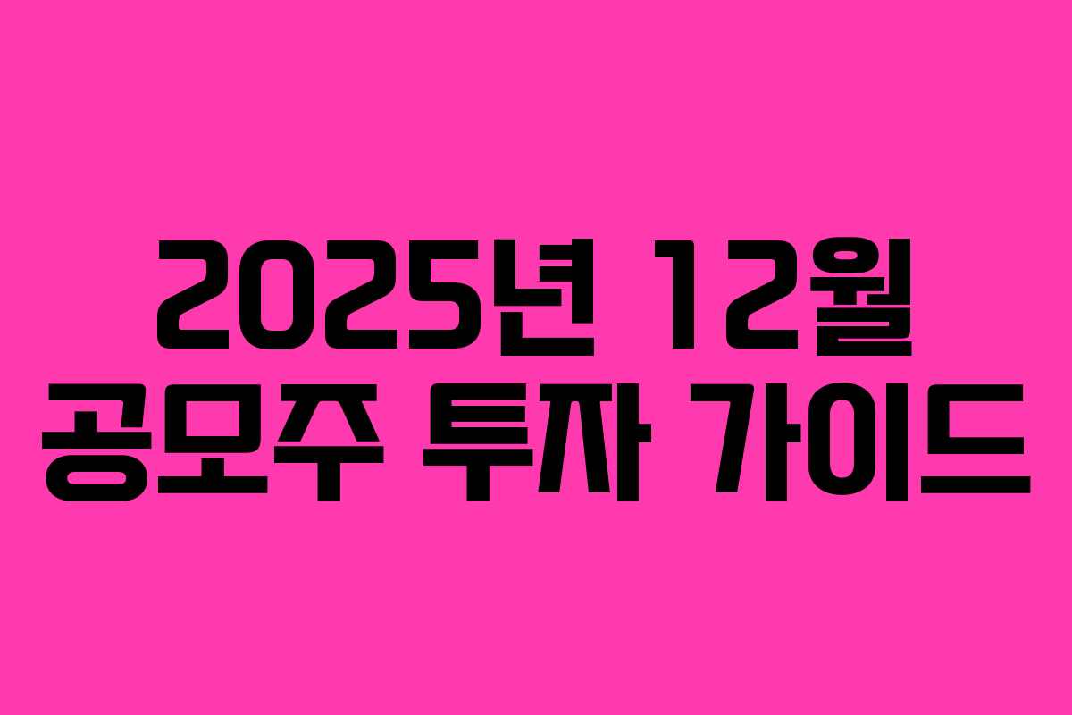 2025년 12월 공모주 투자 가이드