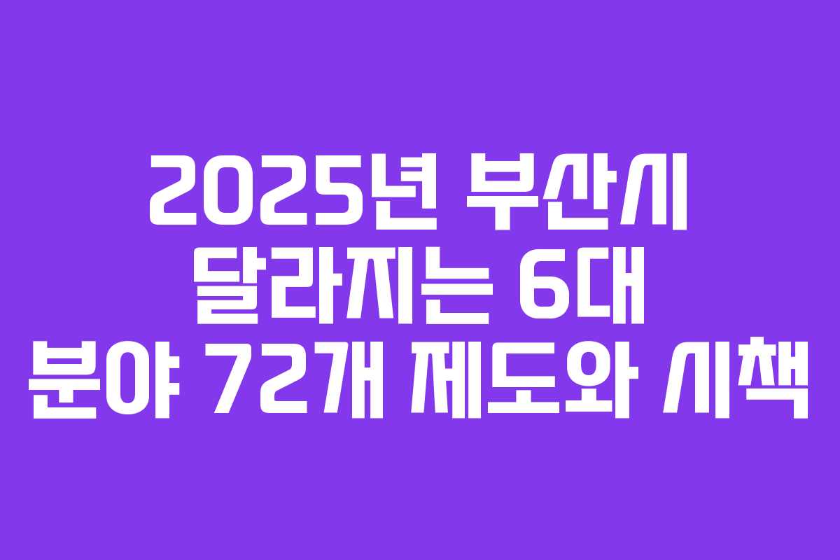 2025년 부산시 달라지는 6대 분야 72개 제도와 시책