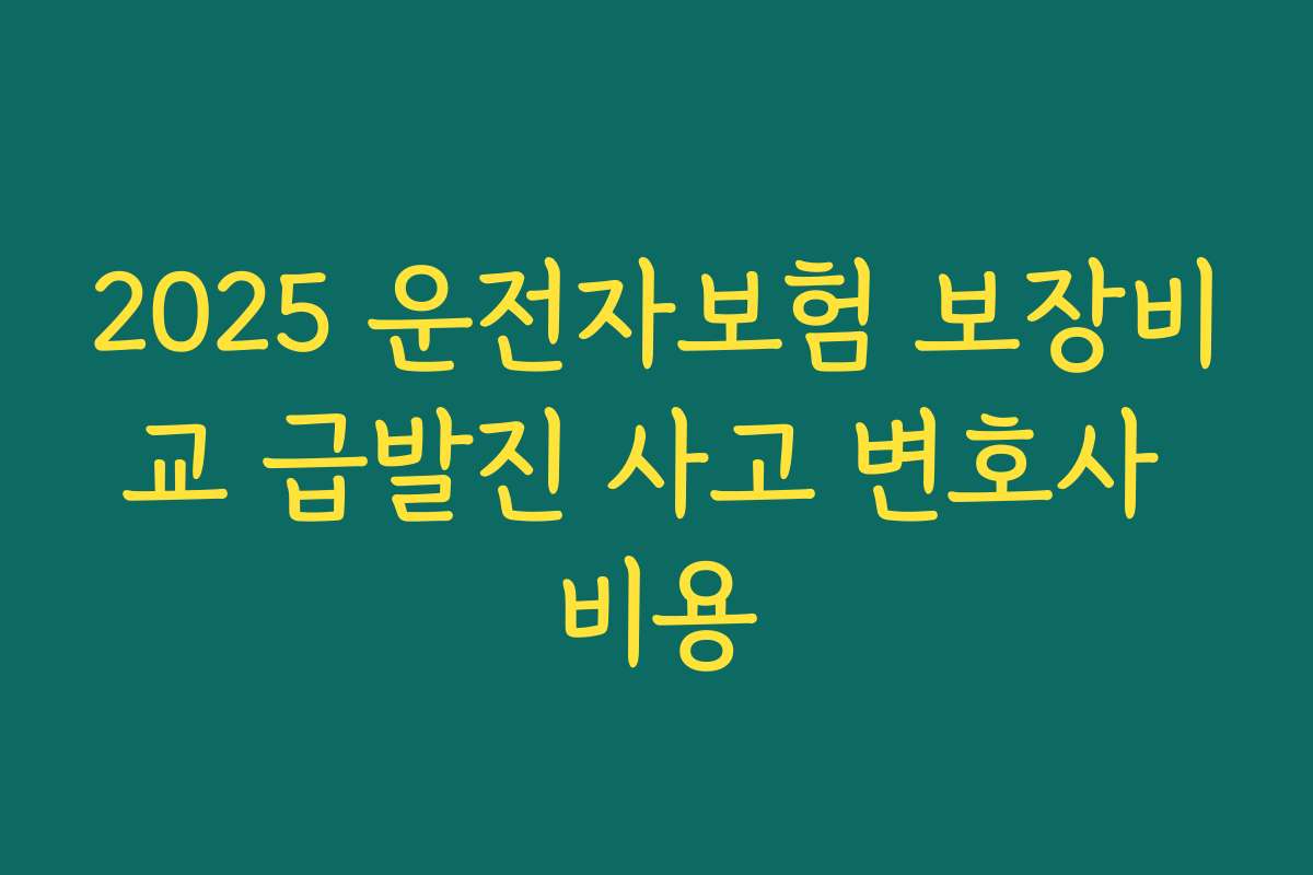 2025 운전자보험 보장비교 급발진 사고 변호사 비용