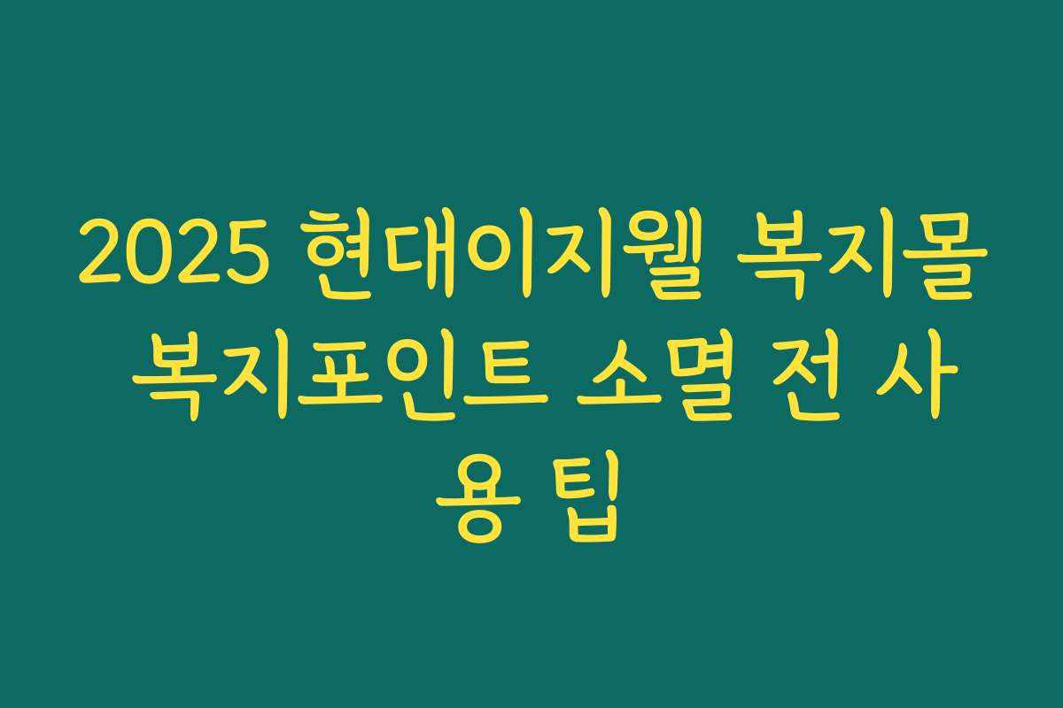 2025 현대이지웰 복지몰 복지포인트 소멸 전 사용 팁