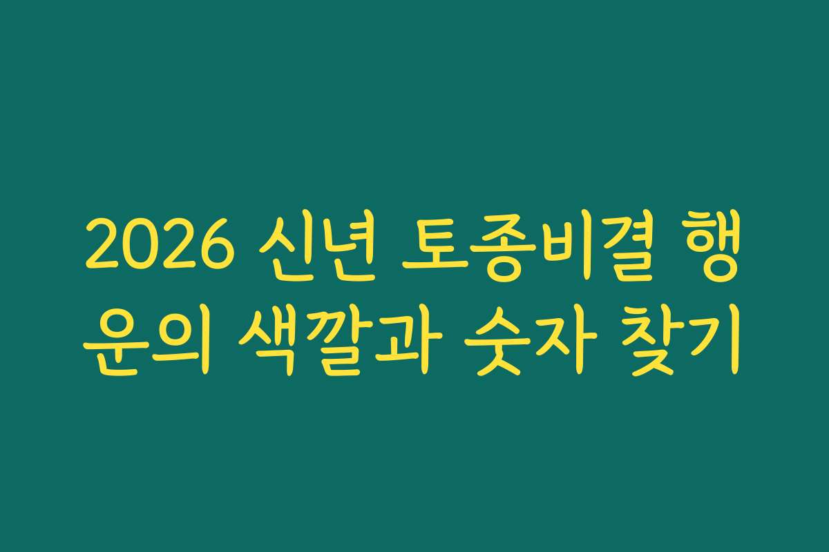 2026 신년 토종비결 행운의 색깔과 숫자 찾기