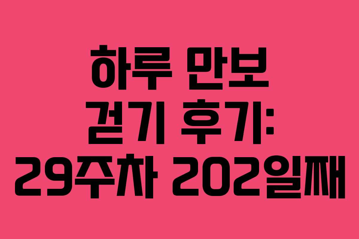 하루 만보 걷기 후기: 29주차 202일째
