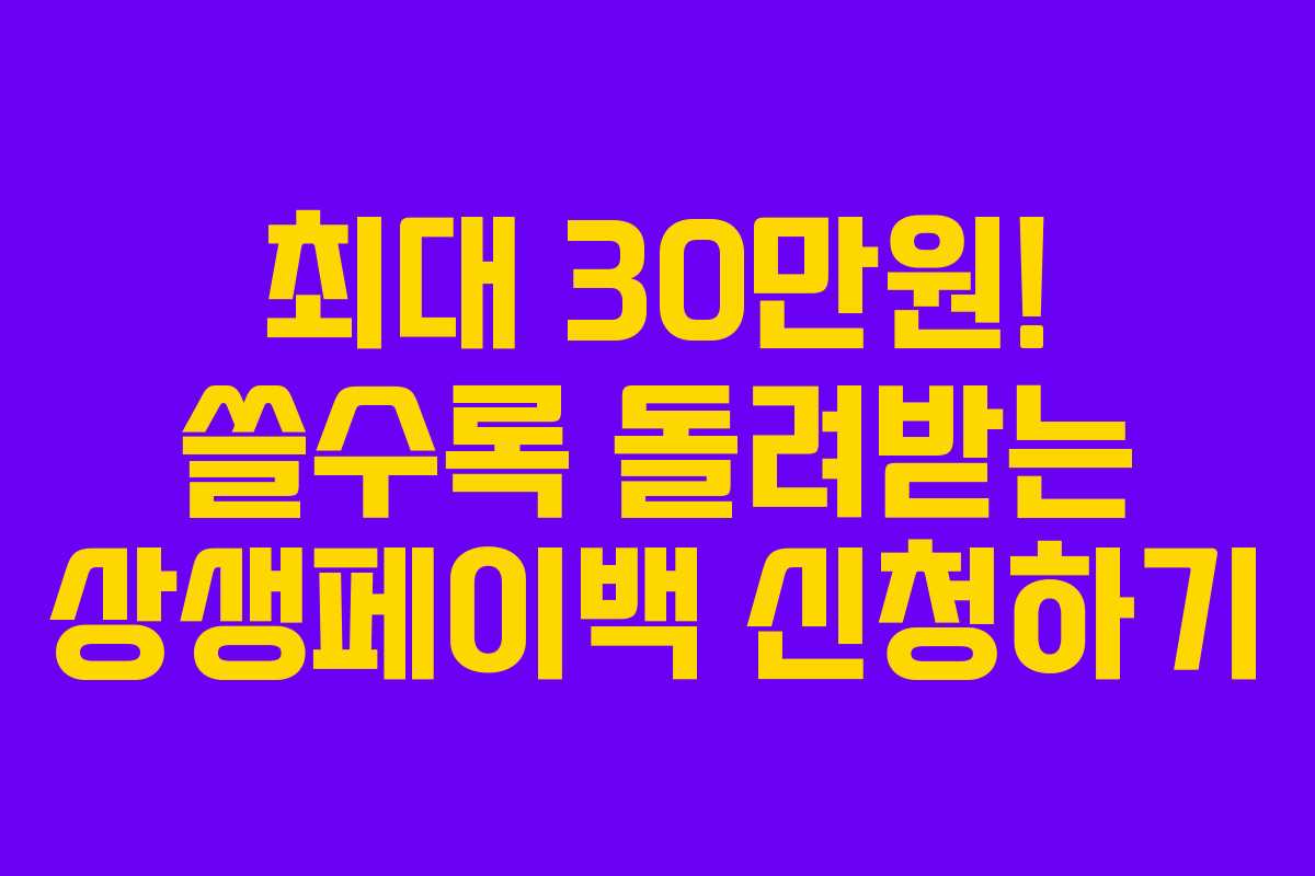 최대 30만원! 쓸수록 돌려받는 상생페이백 신청하기