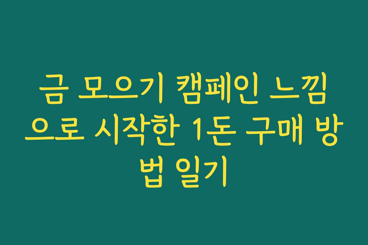 금 모으기 캠페인 느낌으로 시작한 1돈 구매 방법 일기