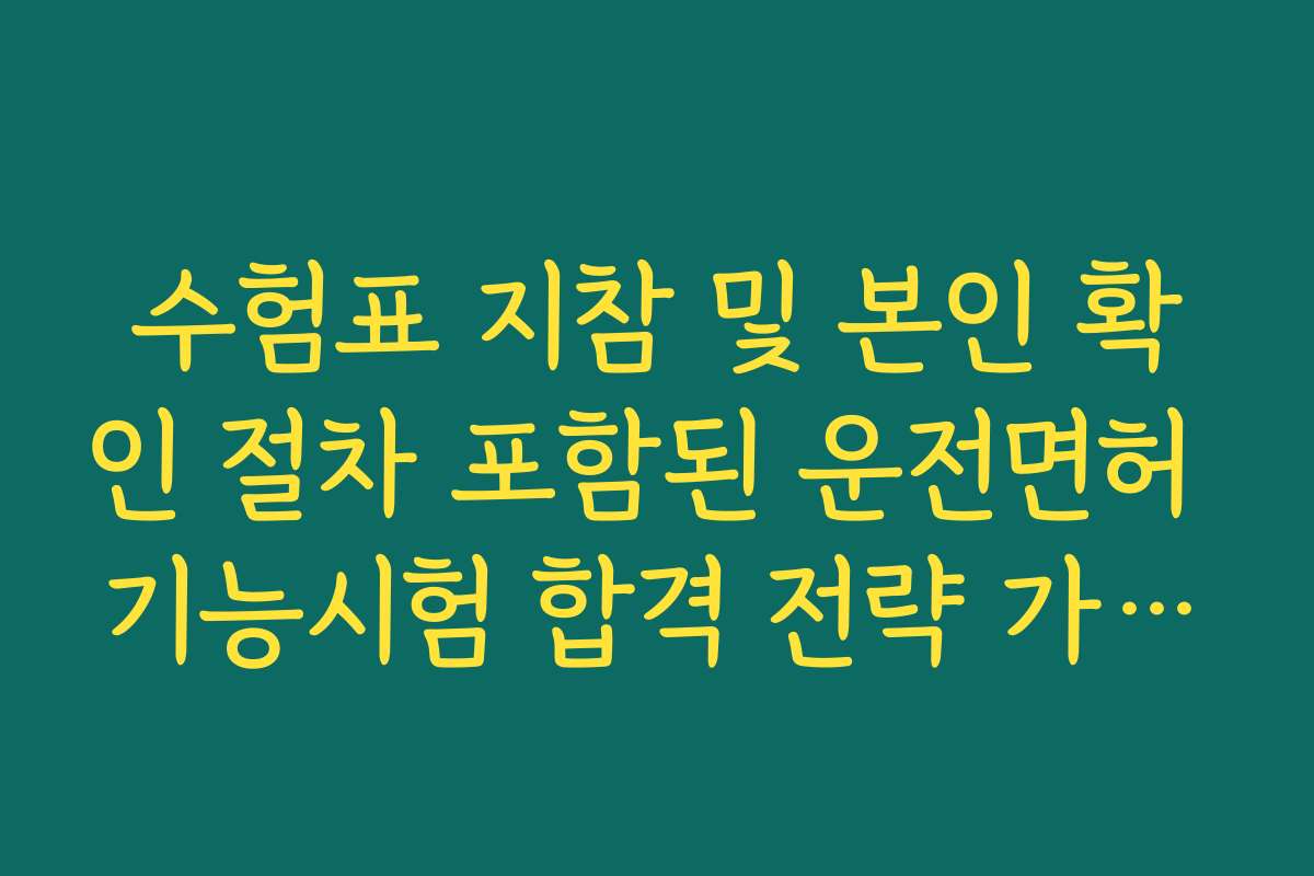 수험표 지참 및 본인 확인 절차 포함된 운전면허 기능시험 합격 전략 가이드