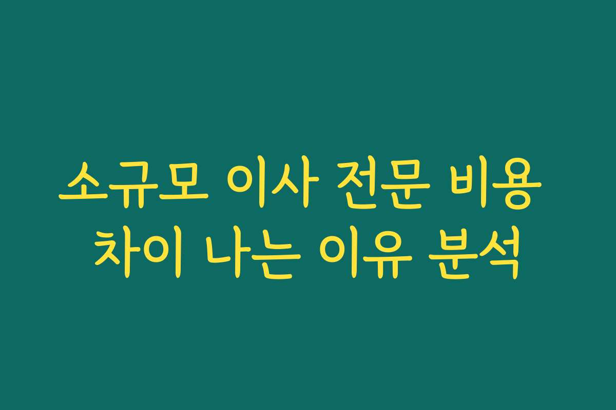 소규모 이사 전문 비용 차이 나는 이유 분석