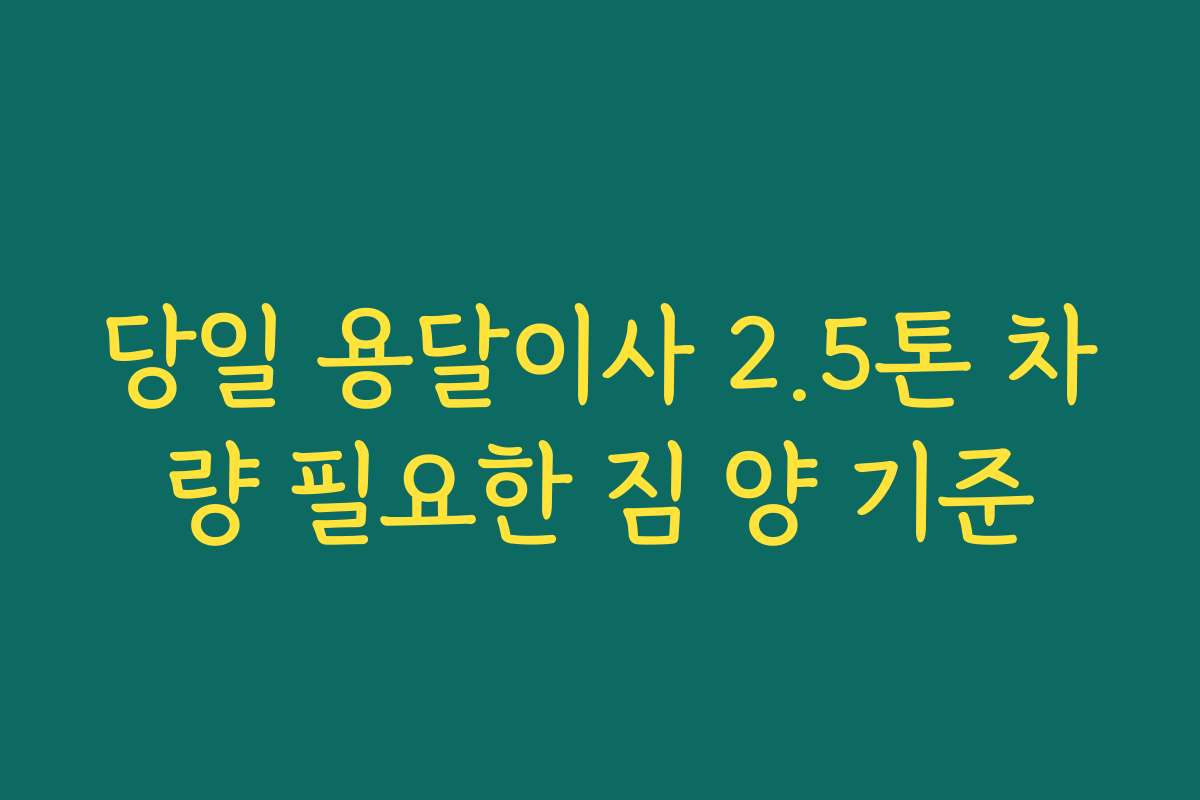 당일 용달이사 2.5톤 차량 필요한 짐 양 기준