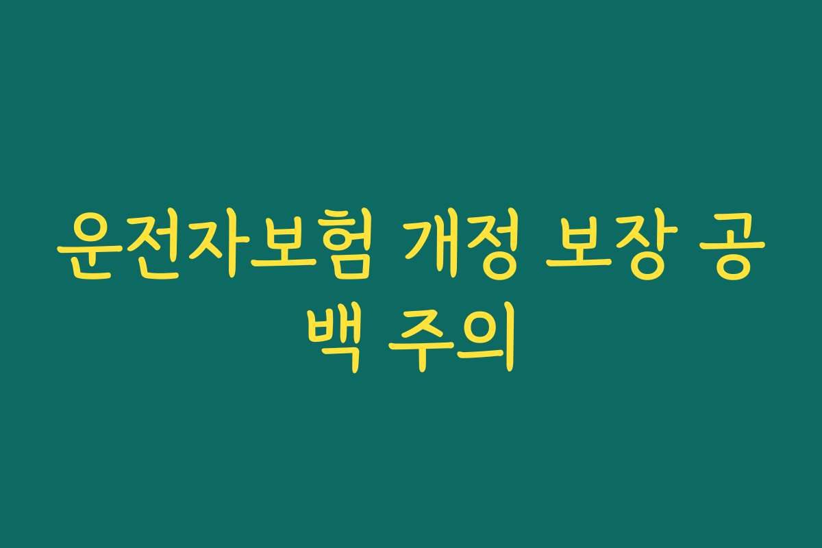 운전자보험 개정 보장 공백 주의