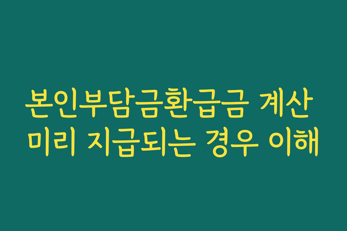 본인부담금환급금 계산 미리 지급되는 경우 이해