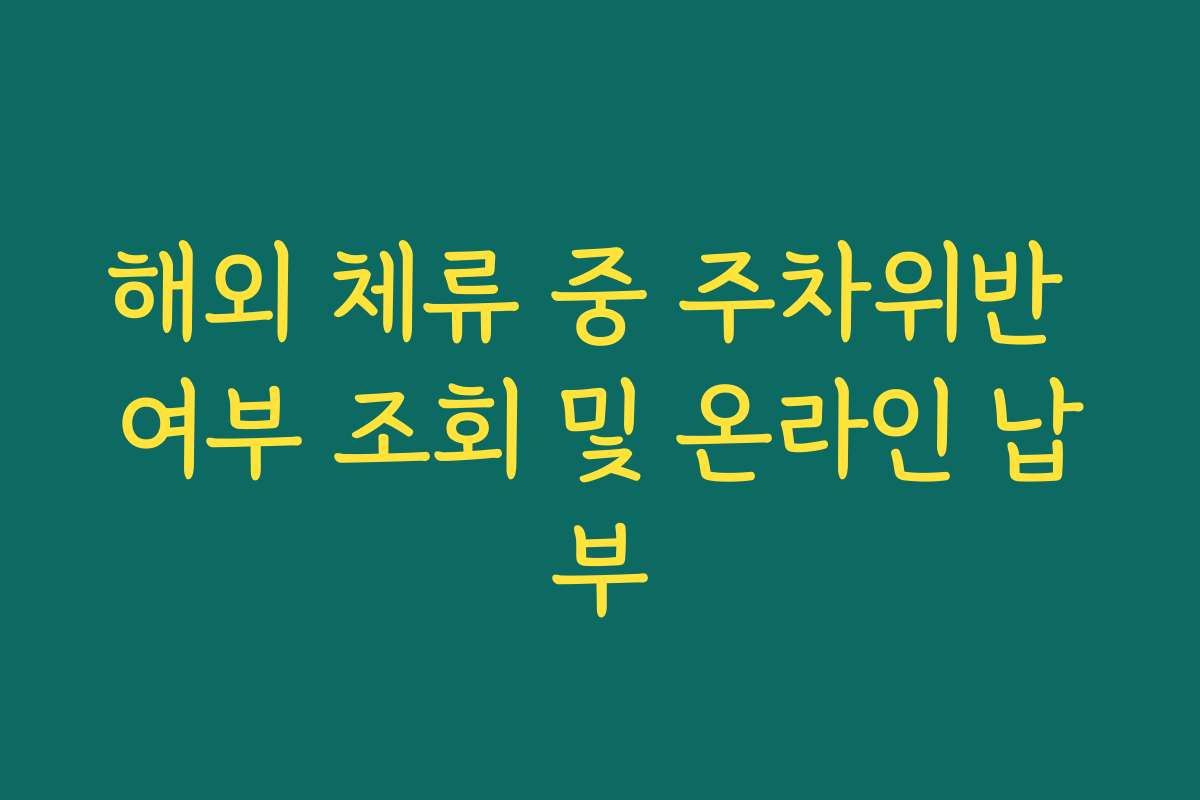 해외 체류 중 주차위반 여부 조회 및 온라인 납부
