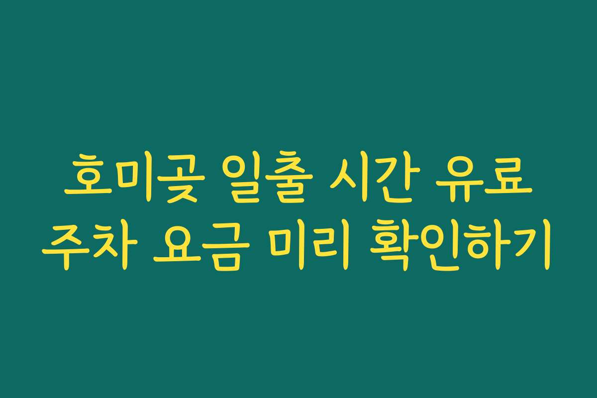 호미곶 일출 시간 유료주차 요금 미리 확인하기