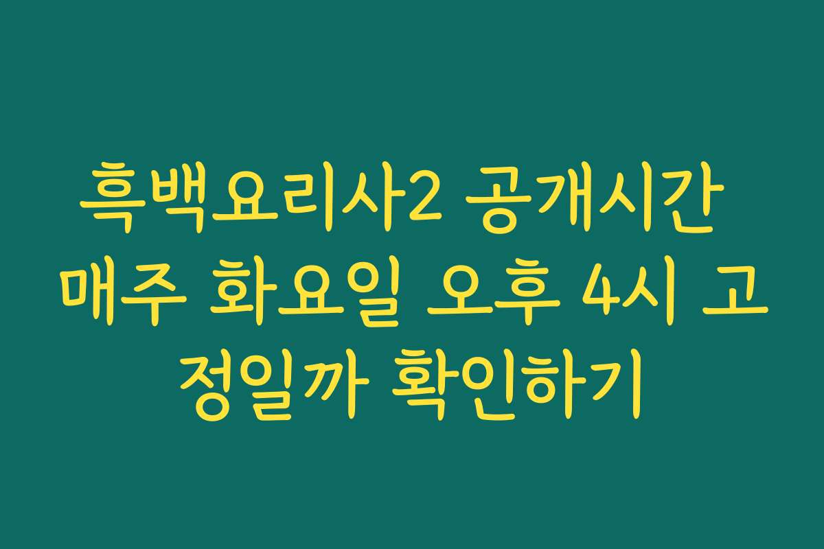 흑백요리사2 공개시간 매주 화요일 오후 4시 고정일까 확인하기