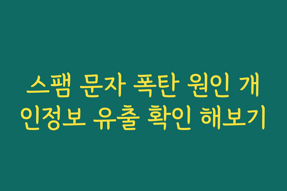 스팸 문자 폭탄 원인 개인정보 유출 확인 해보기