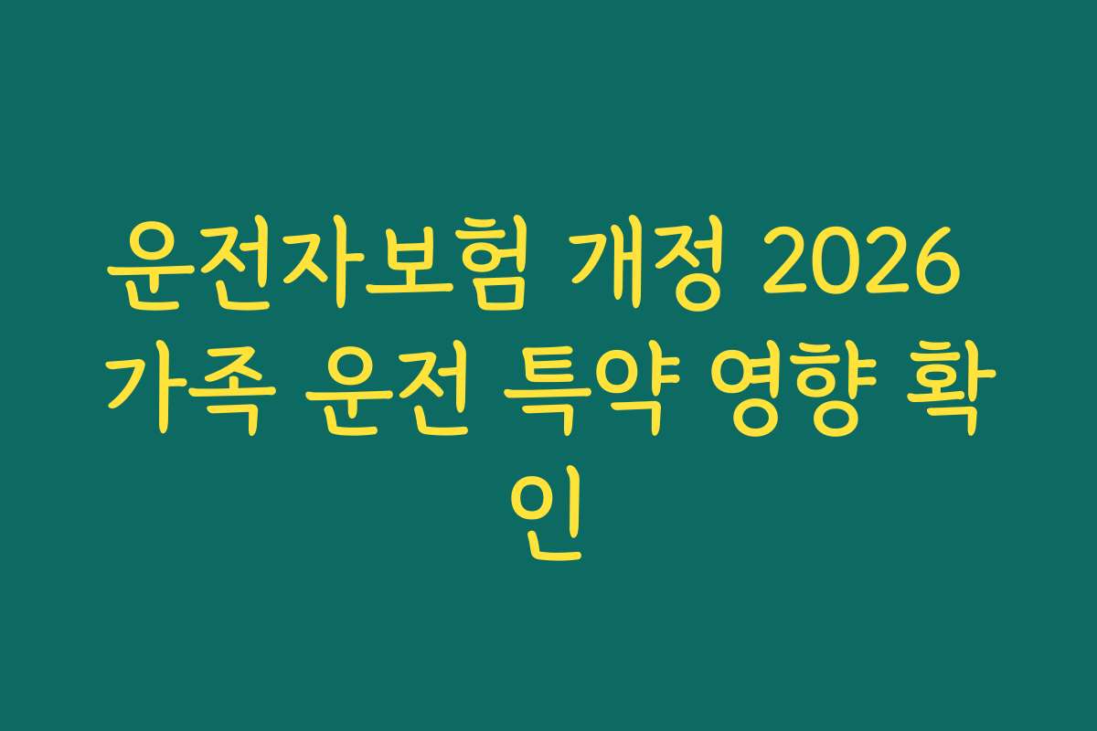 운전자보험 개정 2026 가족 운전 특약 영향 확인