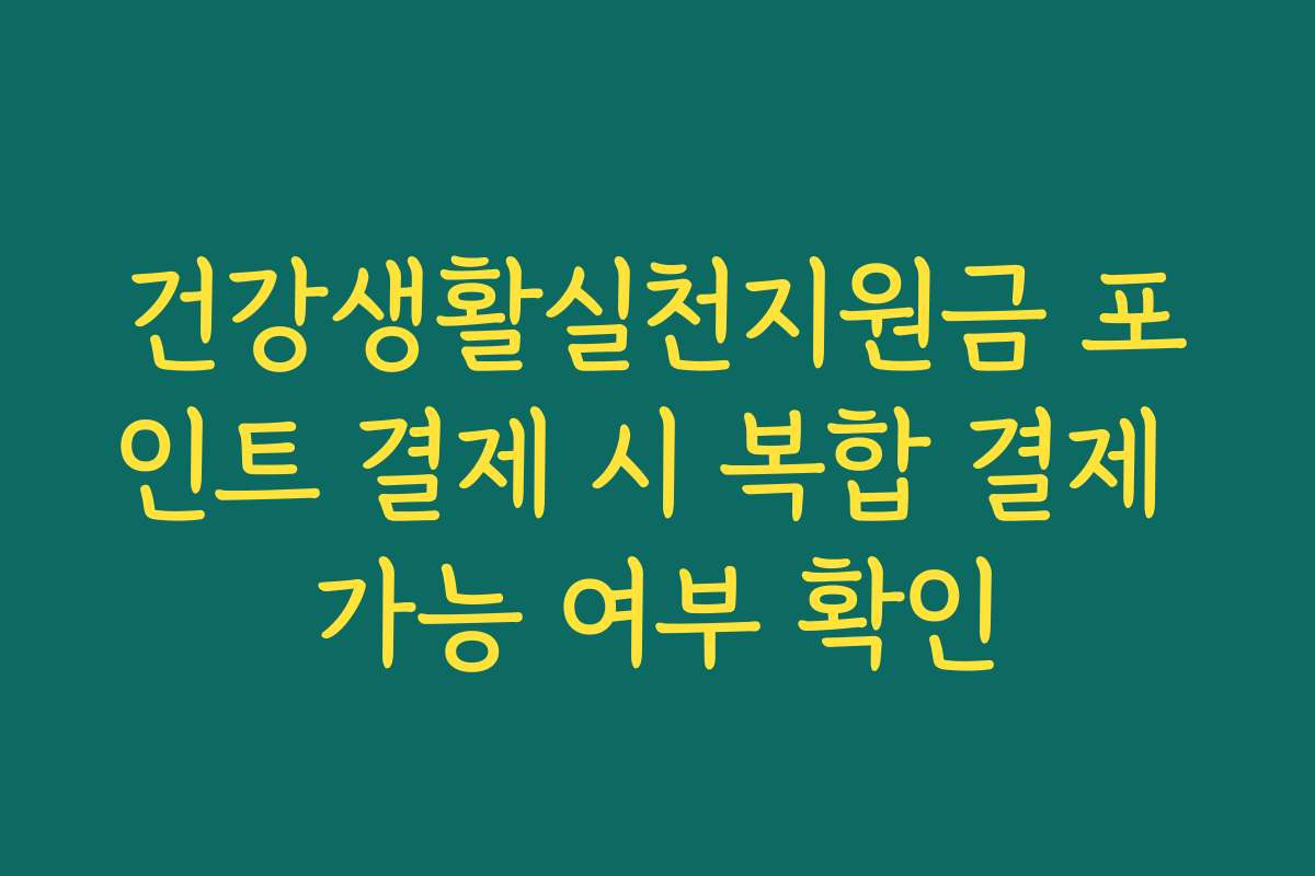 건강생활실천지원금 포인트 결제 시 복합 결제 가능 여부 확인