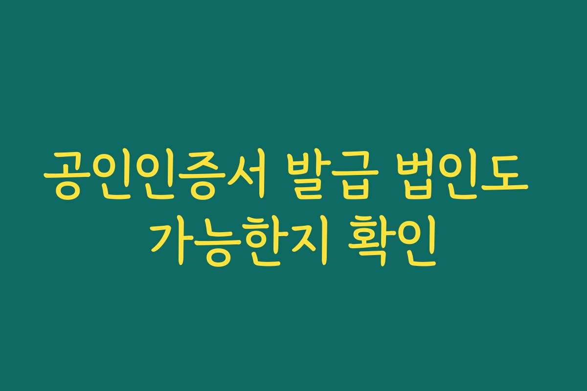 공인인증서 발급 법인도 가능한지 확인