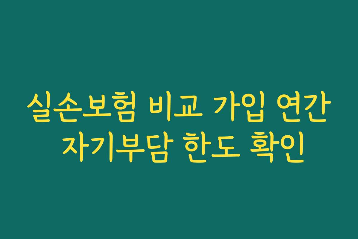 실손보험 비교 가입 연간 자기부담 한도 확인