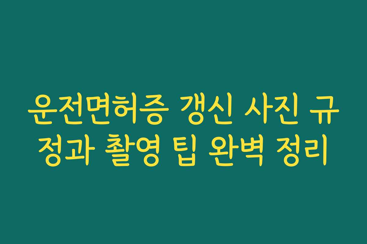 운전면허증 갱신 사진 규정과 촬영 팁 완벽 정리
