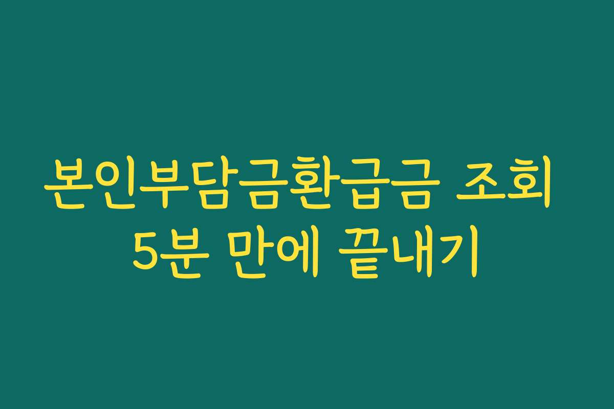 본인부담금환급금 조회 5분 만에 끝내기