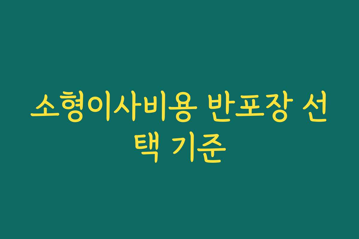소형이사비용 반포장 선택 기준