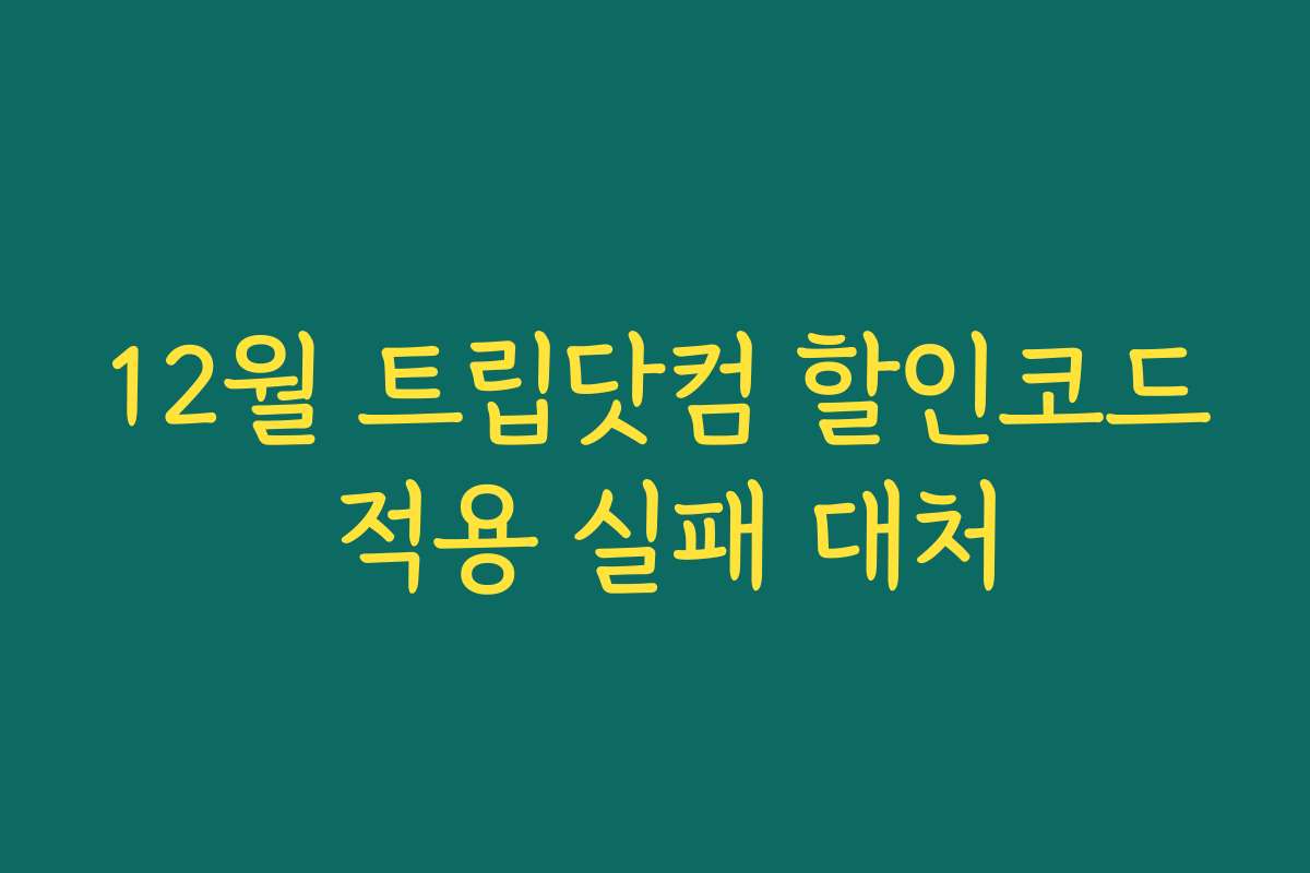 12월 트립닷컴 할인코드 적용 실패 대처