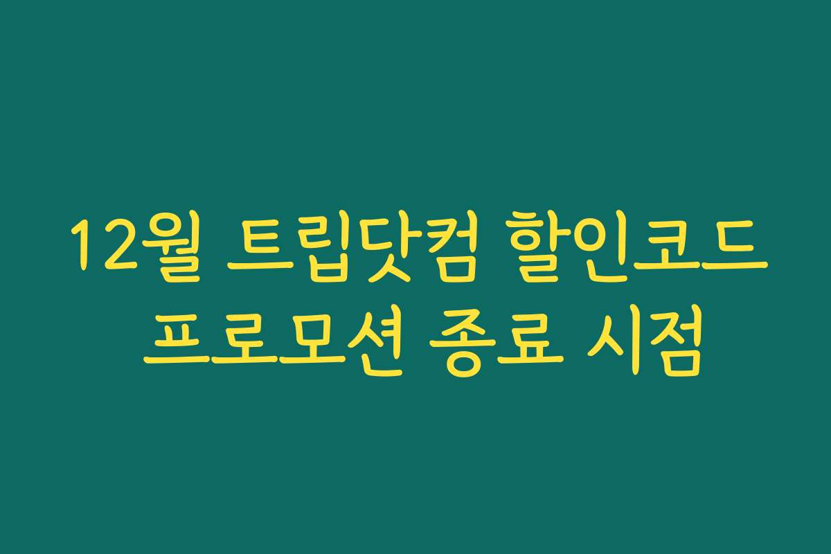 12월 트립닷컴 할인코드 프로모션 종료 시점