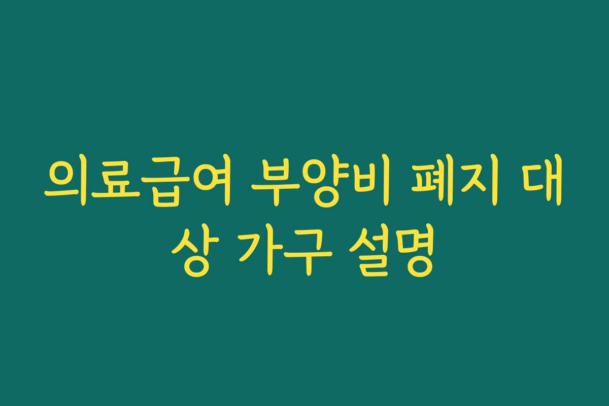 의료급여 부양비 폐지 대상 가구 설명