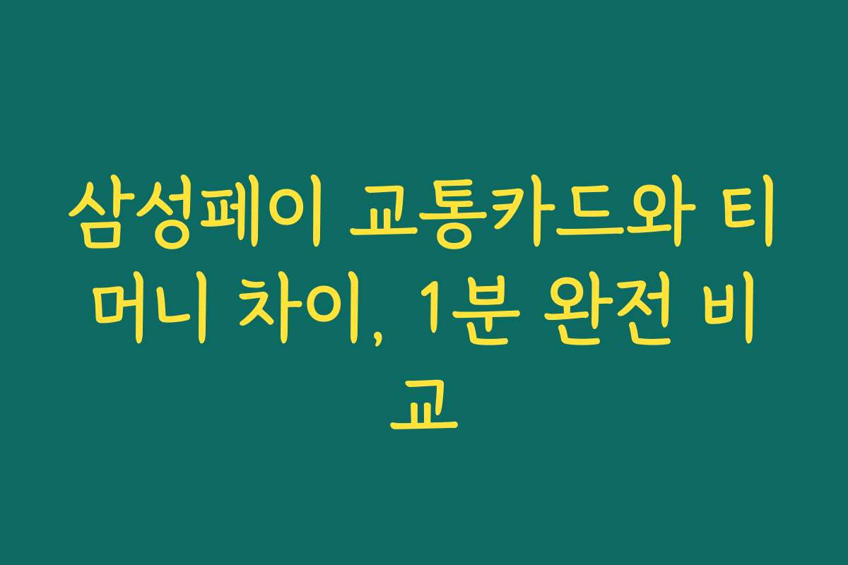 삼성페이 교통카드와 티머니 차이, 1분 완전 비교