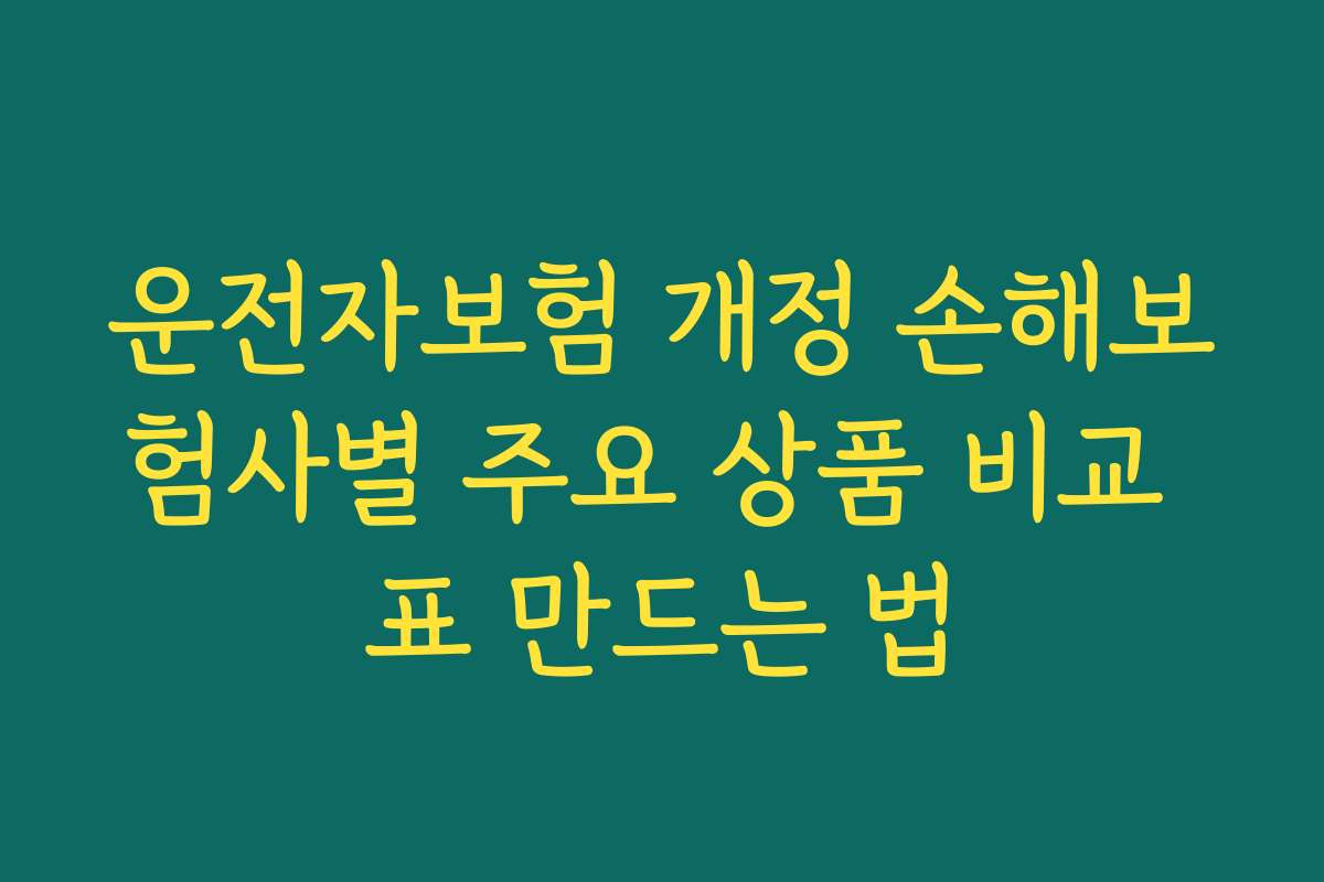 운전자보험 개정 손해보험사별 주요 상품 비교 표 만드는 법