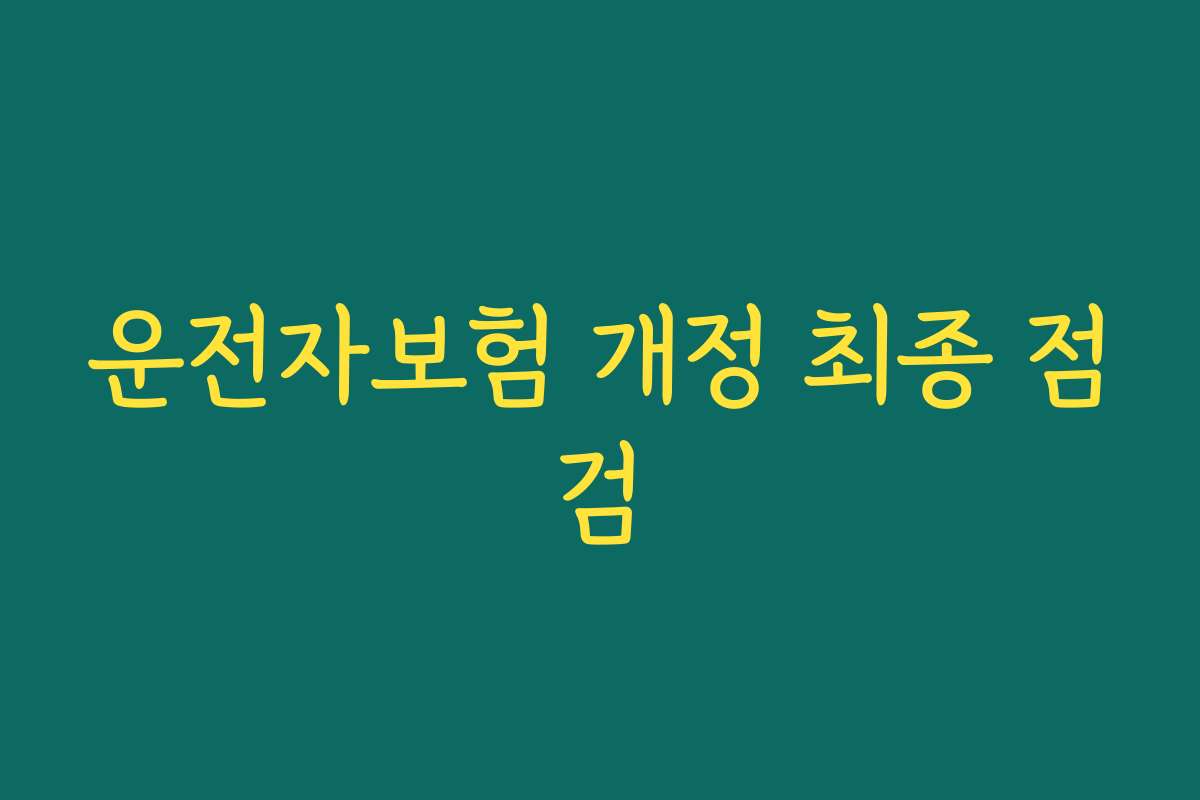 운전자보험 개정 최종 점검