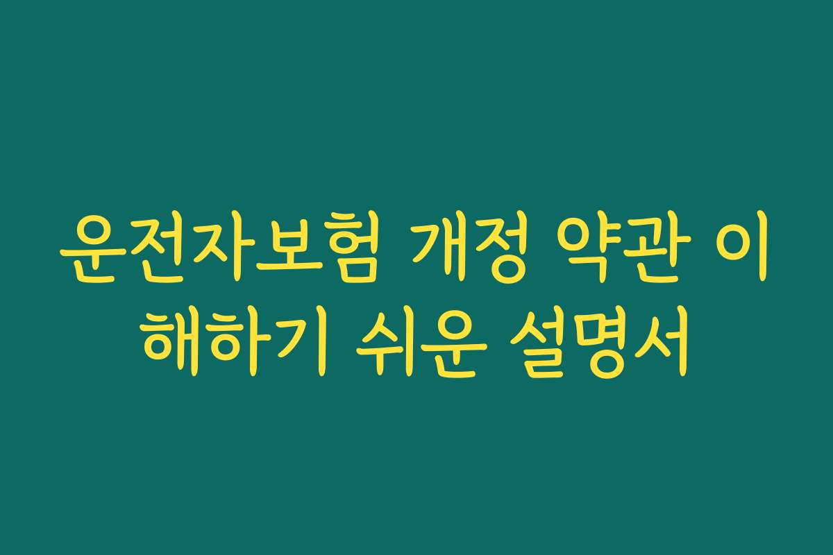 운전자보험 개정 약관 이해하기 쉬운 설명서