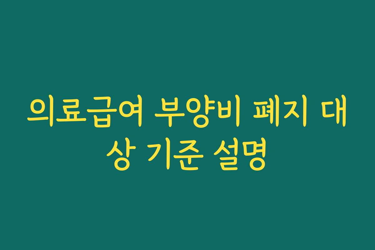 의료급여 부양비 폐지 대상 기준 설명