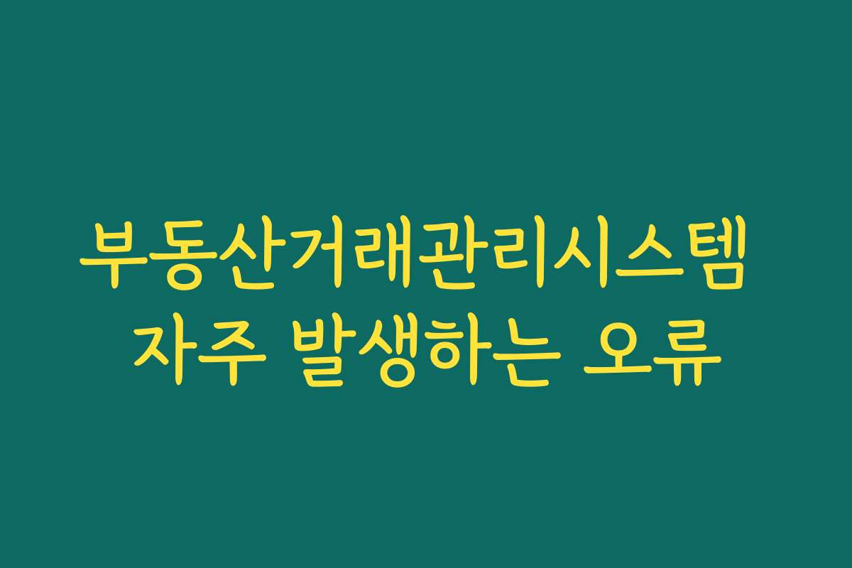 부동산거래관리시스템 자주 발생하는 오류