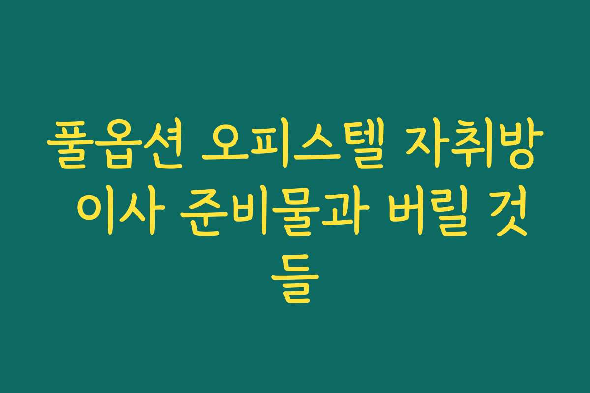 풀옵션 오피스텔 자취방 이사 준비물과 버릴 것들