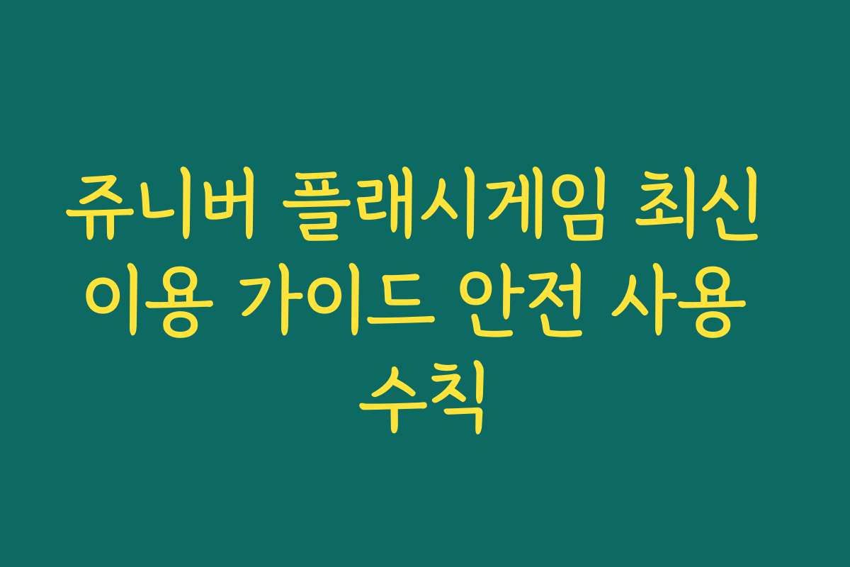 쥬니버 플래시게임 최신 이용 가이드 안전 사용 수칙
