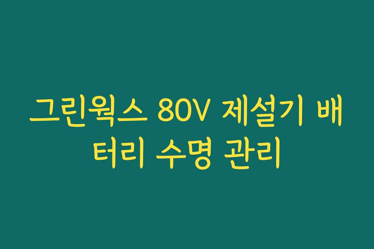 그린웍스 80V 제설기 배터리 수명 관리