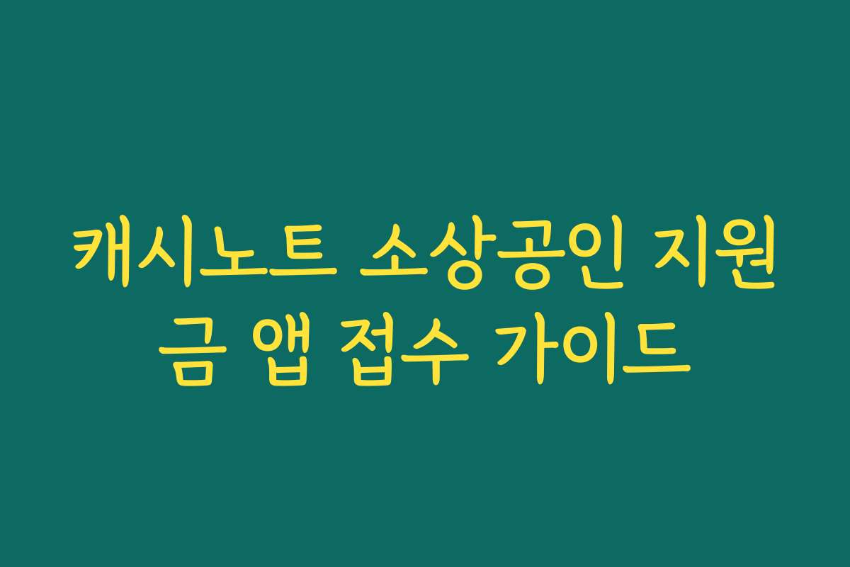 캐시노트 소상공인 지원금 앱 접수 가이드