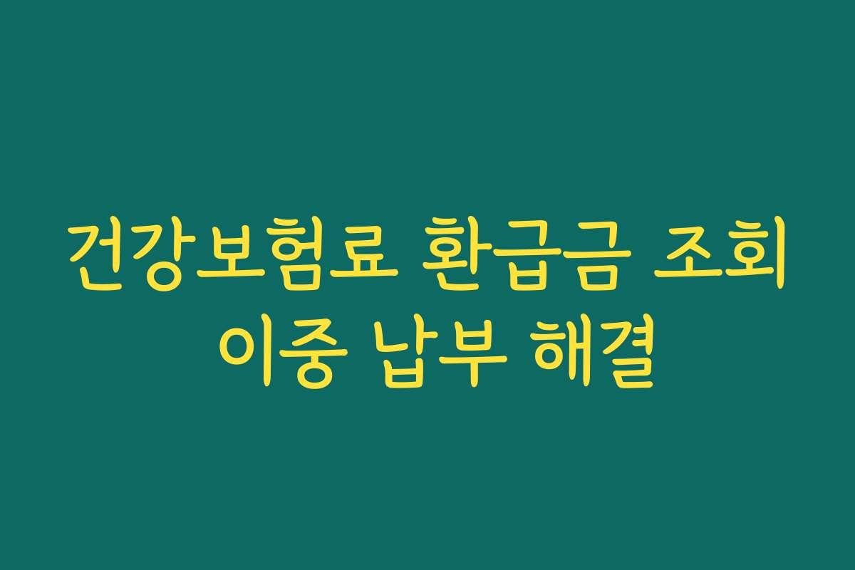 건강보험료 환급금 조회 이중 납부 해결