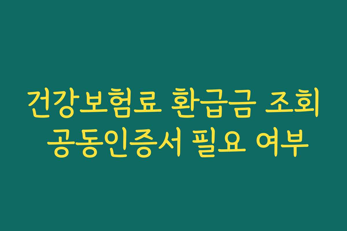 건강보험료 환급금 조회 공동인증서 필요 여부