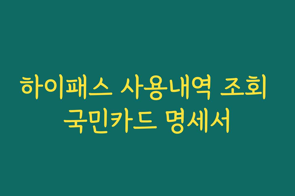 하이패스 사용내역 조회 국민카드 명세서