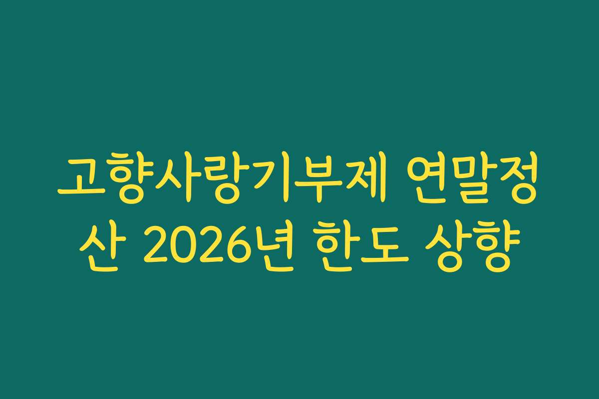 고향사랑기부제 연말정산 2026년 한도 상향
