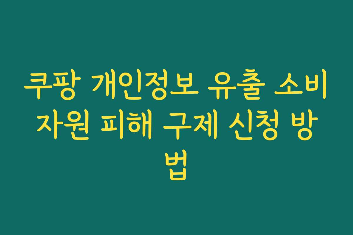 쿠팡 개인정보 유출 소비자원 피해 구제 신청 방법